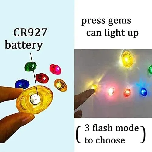 Vista 5 de Lamacun Infinity - Guantes de guantelete de hierro con gemas LED piedras iluminadas juguete para niños adultos accesorios de cosplay