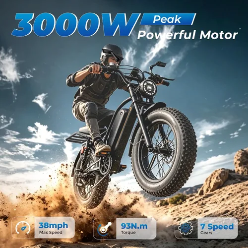 Vista 2 de Jasion YR20Pro Electric Bike,3000W Peak,Max 90 Miles & 38MPH,5 Riding Modes Set-2 Blanco