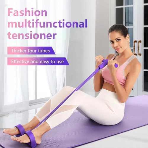 Vista 2 de 21 Bandas de Resistencia para Fitness - 4 Tubo Pedal Tira de Tobillo, Bandas Elásticas Mejoradas para Ejercicio de Abdominales, Cuerda de Tensión