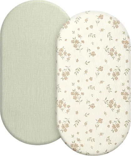Vista 14 de Sábanas orgánicas para cuna de bebé de 33 x 17 pulgadas, 100% algodón de muselina para bebé, niña, niño, funda de colchón ajustable suave compatible