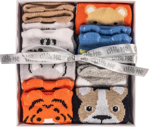 Vista 5 de Little Me Paquete de 8 calcetines para bebé temática de animales de 0 a 12 meses Multi