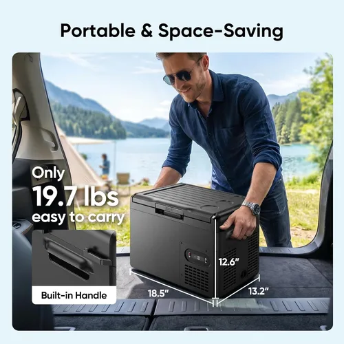 Vista 7 de Feelfunn Refrigerador de 12 voltios, congelador portátil de 16 cuartos (15 litros), enfriador eléctrico para automóvil, camión, RV, furgoneta