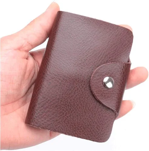 Vista 3 de Tarjetero unisex de piel para tarjetas de crédito, paquete de 2 (rojo y marrón)