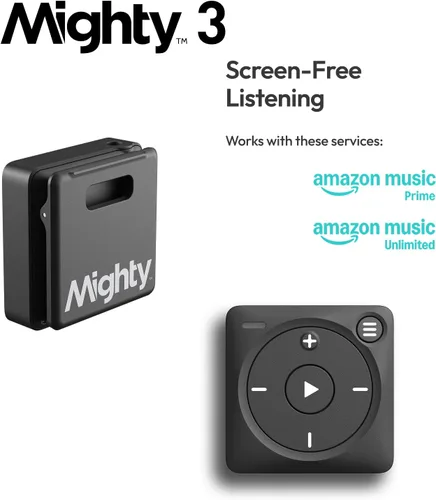 Vista 2 de Mighty 3 Reproductor de Música Spotify y Amazon (Edición 2026) - Portátil, Sin Pantalla, Funciona Sin Conexión - Compatible con Auriculares