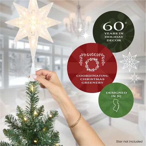 Vista 8 de Árbol de Navidad, abeto de aspecto real, con bisagras, con 1200 luces claras, de National Tree 500 luces transparentes, 1,462 puntas, incluye