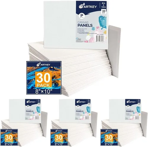 Vista 33 de Artkey Bastidores entelados para pintar, 8 x 10 pulgadas, paquete de 4 unidades, lienzo en blanco de 10 onzas con imprimación 100% algodón blanco