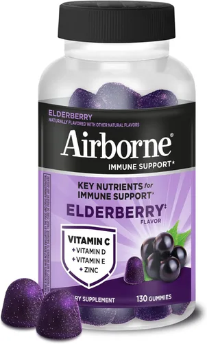 Vista 19 de Airborne - Gomitas de saúco + zinc y vitamina C para adultos, suplemento para fortalecer el sistema inmunológico con vitaminas D y zinc