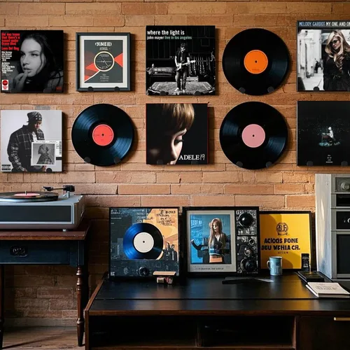 Vista 6 de XANGNIER Estante de exhibición de acero inoxidable para discos de vinilo, 12 unidades, soporte para discos de vinilo, cubierta de álbum, colgador