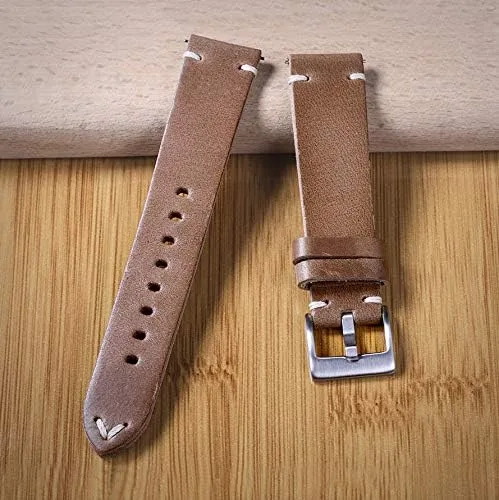 Vista 6 de Hemsut - Correa de reloj de cuero, correa de reloj de cuero Horween para hombre de 18, 19, 20, 21, 22, 0.945in, liberación rápida, hecha a mano