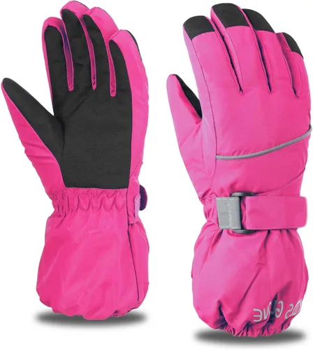 Vista 12 de Kids Ski Snow Gloves, Waterproof Winter Mittens for Boys Girls #01 azul