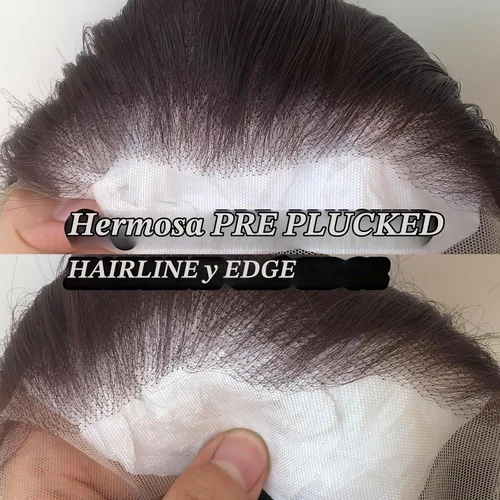 Vista 2 de 99J Peluca larga y lisa 99J color borgoña sintética con encaje frontal, predesfilada con línea de cabello natural para mujeres de moda, cabello