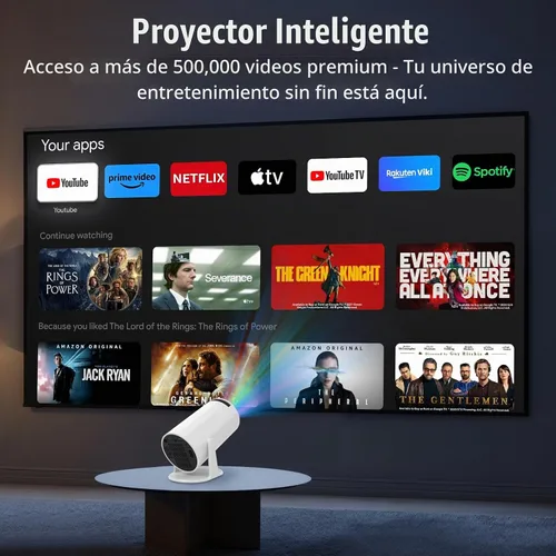 Vista 5 de LJYT Mini proyector, proyector portátil 1080P, compatible con 4K, WiFi 6, Android 11, 200 lúmenes ANSI, Keystone automático, Bluetooth 5.4, rotación