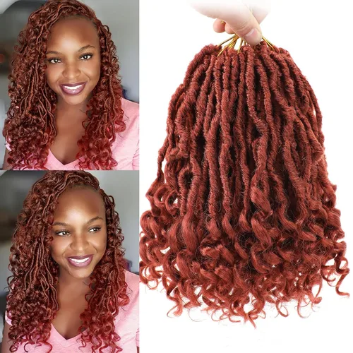 Vista 28 de Leeven 7 Paquetes Cabello Crochet Faux Locs con Puntas Rizadas 10 Pulgadas Pre-enrollado Goddess Locs Trenzas Crochet Cabello 84 Hebras Negro