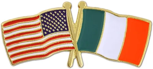 Vista 58 de PinMart Pin de solapa esmaltado con bandera de la amistad cruzada de Estados Unidos y el mundo