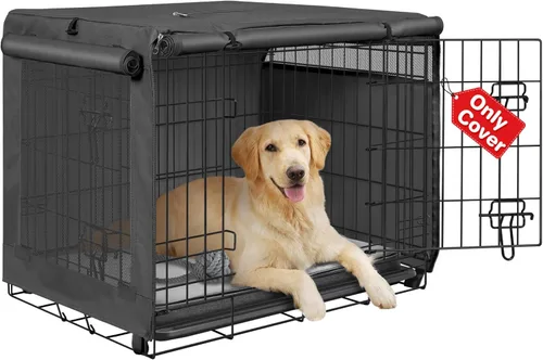 Vista 13 de Seiyierr Funda para jaula de perro – Funda para perrera para jaula de perro de 24 pulgadas, cubierta de poliéster de doble puerta para jaula