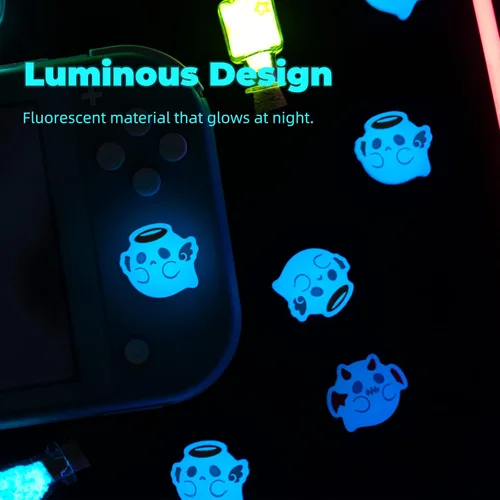 Vista 2 de GeekShare Tapas luminosas de agarre para pulgar, funda de silicona suave compatible con Nintendo SwitchOLEDSwitch Lite, 4