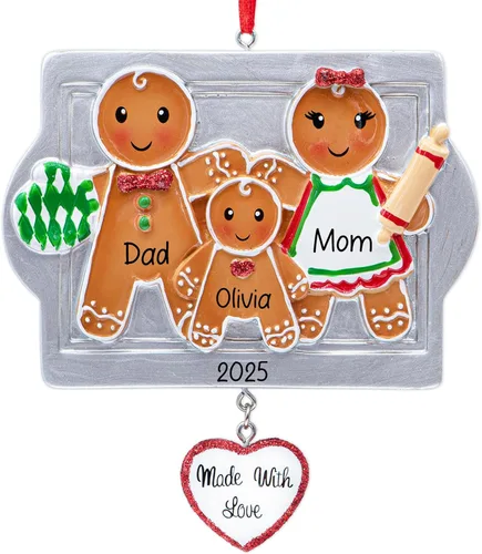 Vista 14 de Adorno de Navidad personalizado hecho con pareja de amor 2026 Familia de 2 de jengibre Decoración para árbol de Navidad Nuestro primer recuerdo
