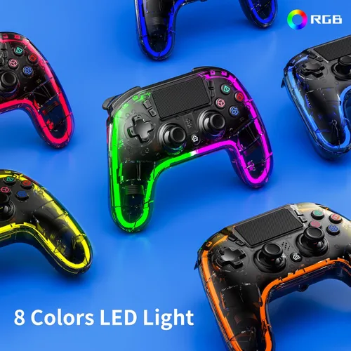 Vista 7 de BRHE Wireless PS4Controller with Hall Trigger Compatible with PS4SlimPro with Dual Vibration6-Axis Motion SensorRGB LED LightsProgramming Funtion