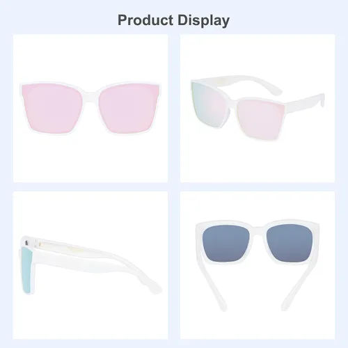 Vista 5 de COCOSAND Lentes de sol polarizados para niños, protección UV 400, retro, cuadrados, futuristas, para jóvenes, adolescentes, niños y niñas de 5 a 12