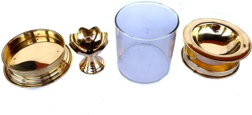 Vista 4 de Latón Aromaterapia Quemador de aceite Hindú Puja Deepak Lámpara de aceite