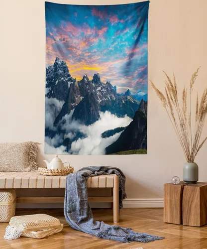 Vista 87 de Ambesonne Tapiz hippie, abrazo de hongos de ensueño y árbol de la vida místico y mandal verde, decoración de tela para colgar en la pared