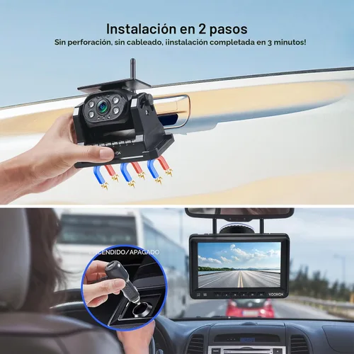 Vista 2 de Cámara magnética inalámbrica de respaldo, batería de 15000 mAh, recargable, impermeable, HD, solar, retrovisor, cámara de enganche Bluetooth