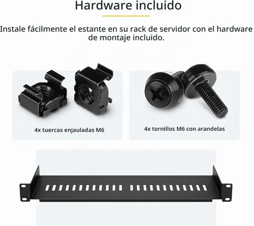 Vista 5 de StarTech Estante de bastidor de servidor de 1U - Bandeja universal con ventilación en voladizo para bastidor de 19" para equipos de red y gabinete