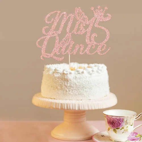 Vista 9 de Kaoenla Mis membrillo 15 para tartas dorado con purpurina para cumpleaños 15, saludos a los 15 años, quinceañera, decoraciones de feliz cumpleaños