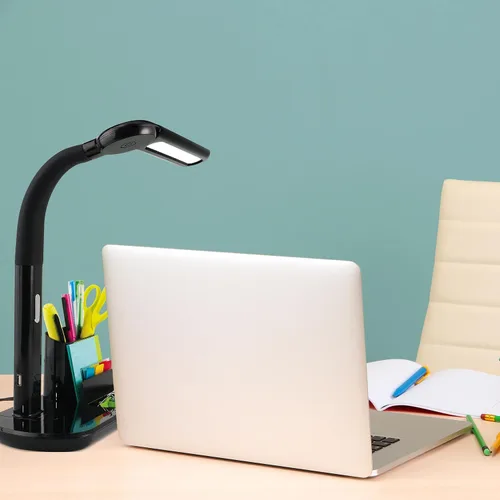 Vista 8 de OttLite Lámpara LED giratoria de banqueros con puerto de carga USB LED de luz natural 3 ajustes de brillo Cuello flexible de 12.4 a 21