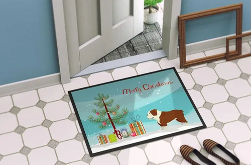 Vista 4 de Caroline's Treasures CK3536JMAT - Felpudo de árbol de Navidad con diseño de bulldog inglés, 24 x 36 pulgadas, para interiores y exteriores