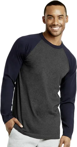 Vista 11 de Men's Full Length Sleeve Raglan Cotton Baseball Tee Shirt