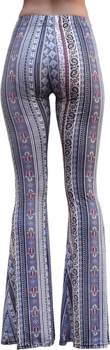 Vista 3 de Daisy Del Sol - Pantalones de yoga cómodos y elásticos de cintura alta, estilo boho de los 70 con parte inferior acampanada