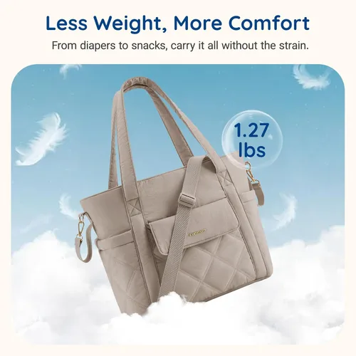 Vista 2 de Mommore Bolso para pañales pequeño con bolsillos aislados, bolso ligero de maternidad con correas para cochecito, para enfermera, gimnasio, viaje