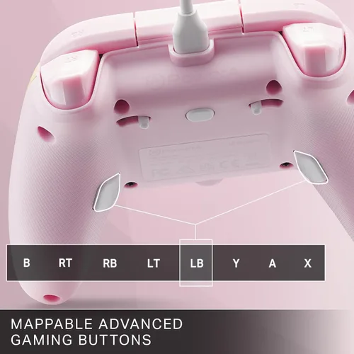 Vista 4 de PowerA Advantage Wired Controller for Xbox Series XS - Pink Lemonade, Xbox Controller with Detachable 10ft USB-C Cable, Mappable Buttons, Trigger