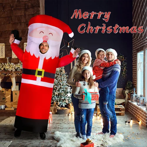 Vista 7 de Threan Disfraz inflable de Navidad, disfraz de tubo inflable de Papá Noel con soplador para adultos, hombres y mujeres, Navidad, vacaciones, cosplay
