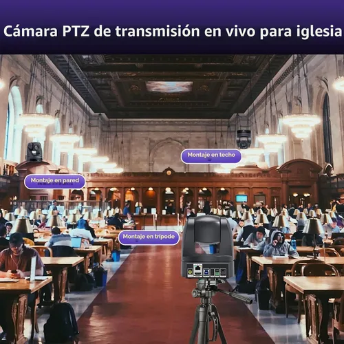Vista 6 de Cámara PTZ 4K 20X, HDMI USB cámara de videoconferencia Webcam transmisión en vivo para adoración de iglesia/eventos servicios/educación, funciona