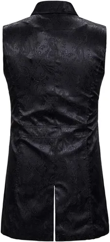 Vista 3 de Cloudstyle Chaleco de vestir de cachemira para hombre, chaleco gótico steampunk, chaleco floral sin mangas
