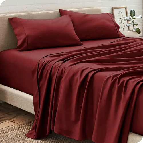 Vista 5 de Juego de sábanas de 4 piezas (1 sábana encimera + 1 sábana bajera + 2 fundas de almohada) 100% algodón natural que se ajusta a colchones de hasta 12