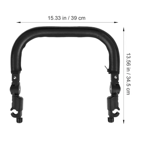 Vista 2 de Barra de parachoques universal para cochecito de bebé, ajustable, desmontable, de piel sintética, compatible con 98 cochecitos de 15.3 pulgadas
