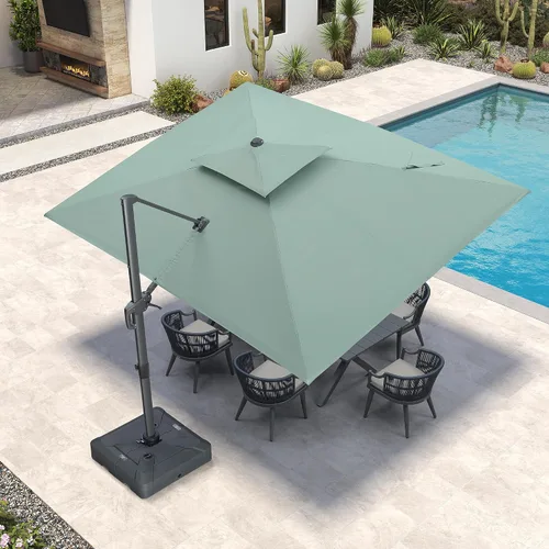 Vista 59 de PURPLE LEAF Sombrilla de Patio Voladiza de 10' x 13' para Exteriores con Base de 330 libras, Sombrilla Rectangular Grande Resistente al Viento