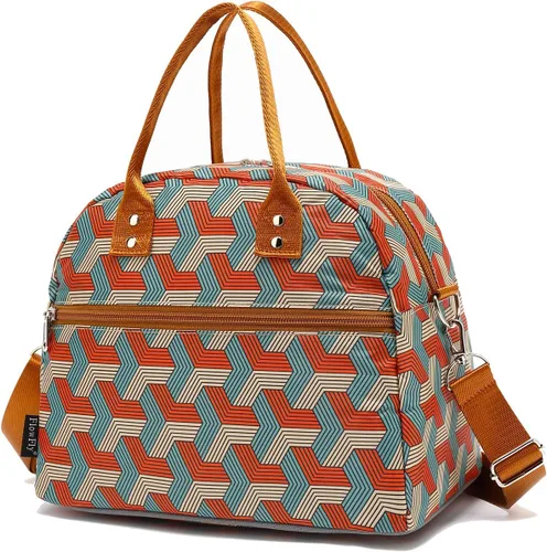 Vista 26 de FlowFly Fiambrera térmica con correa de hombro y asas para mujer, hombre y niños, amplia y reutilizable, congelable, bolso organizador de alimentos