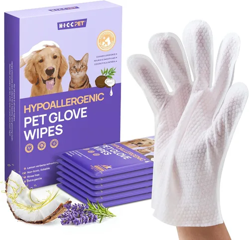 Vista 16 de HICC PET Toallitas desodorizantes de limpieza para perros y gatos, hipoalergénicas, hidratantes y nutritivas para guantes de aseo de mascotas