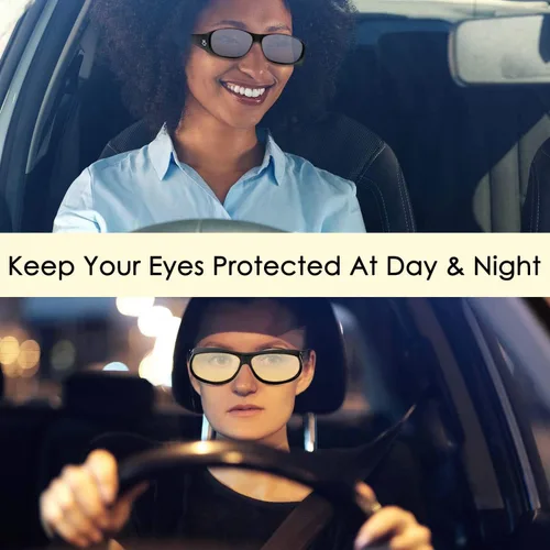 Vista 6 de Optix 55 Fit Over HD Day Night Driving Glasses Wraparound Sunglasses for Men Women - Anti Glare Polarized Wraparounds