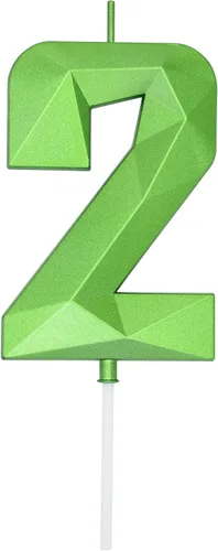Vista 102 de DERVENTA Vela Grande de Cumpleaños Número 3D Verde Luminoso de 3.7 Pulgadas Celebración de Fiesta Aniversario Decoración Adorno para Pastel 1 Pieza