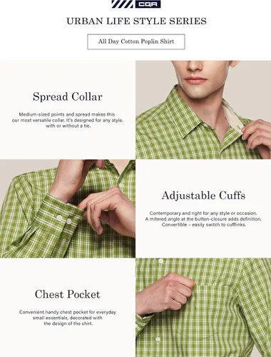 Vista 8 de CQR - Camisas de manga larga para hombre, de ajuste regular, 100% algodón, con botones, casual, popelina.