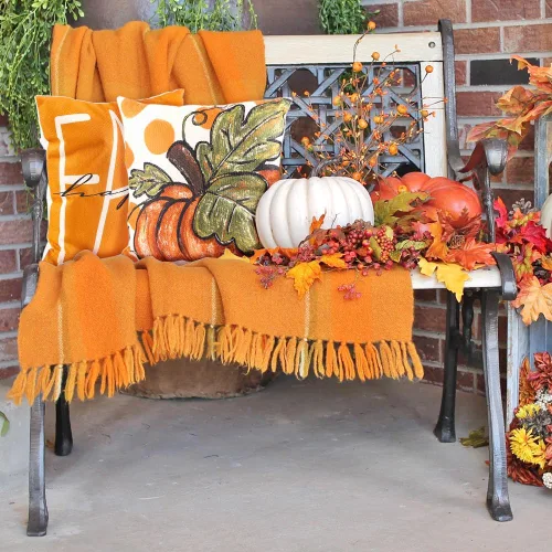 Vista 4 de DULEFUN 4 piezas de fundas de almohada de otoño de 18 x 18 pulgadas, hojas de calabaza y arce, decoración de otoño, fundas de almohada para sofá
