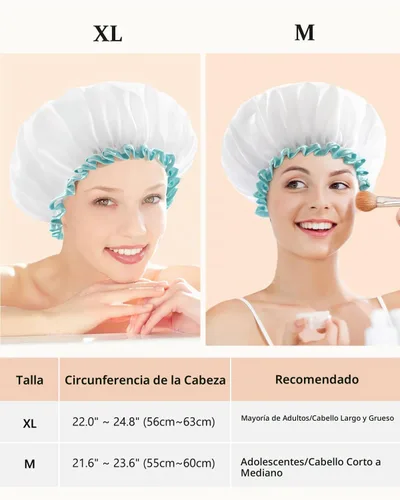 Vista 2 de Mikimini - Gorro de ducha blanco para cabello largo, 1 paquete, 12 pulgadas, tamaño grande, impermeable, lavable, para mujeres y niñas, súper lindo