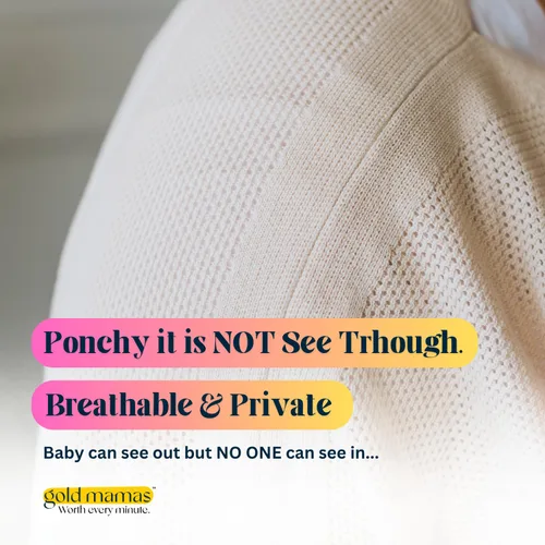 Vista 4 de Ponchy de Gold Mamas - Cobertura de lactancia transpirable para la privacidad - Versátil diseño de poncho 5 en 1 - Esencial para el registro