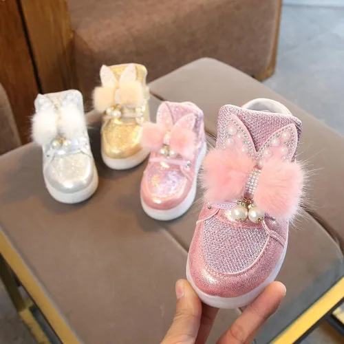 Vista 9 de Botas de invierno para bebés y niñas de 1 a 6 años de edad, zapatos cálidos y antideslizantes