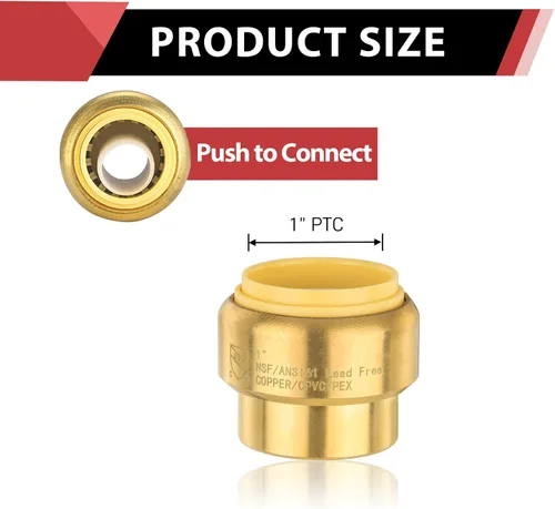 Vista 2 de Paquete de 2 tapas de enchufe EFIELD de 1 pulgada para conectar Pex, cobre, CPVC con clip de desconexión, (PF101-2PCS)